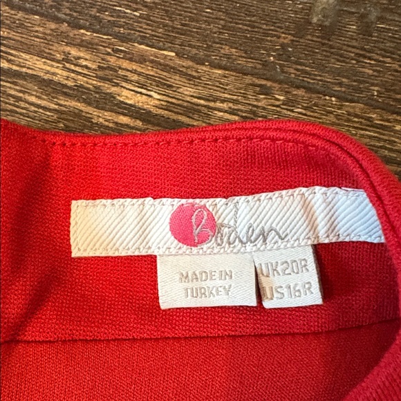Boden Nerissa Ponte Dress Red Size 16 Midi 3/4 Sleeve Pockets Classiccore - Picture 6 of 9